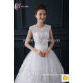 Alibaba cheap sleeveless puffy ball gown lace applique wedding dress